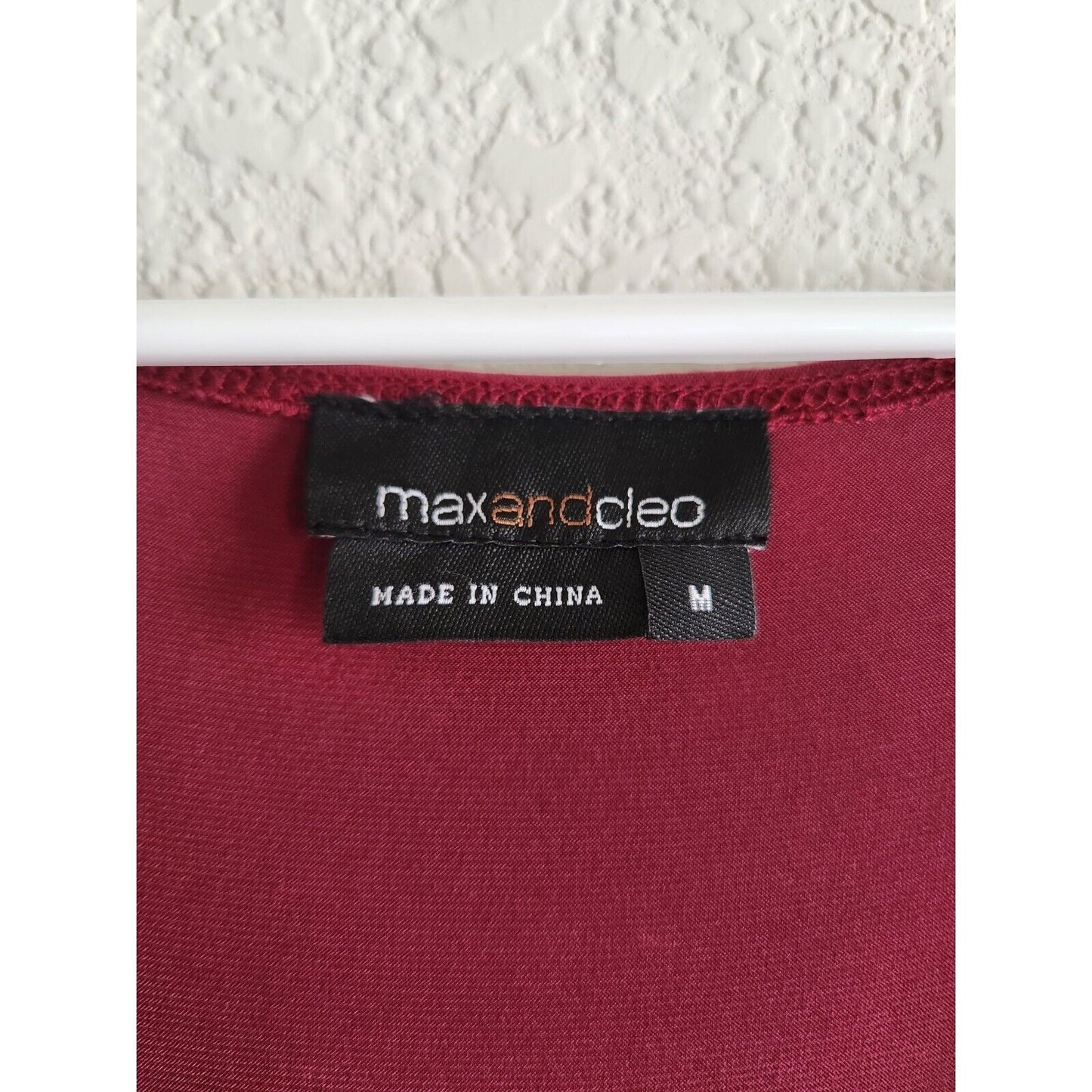 Max and Cleo Womens Sz M Maroon Midi Dress Knotted Front Vintage