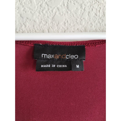 Max and Cleo Womens Sz M Maroon Midi Dress Knotted Front Vintage