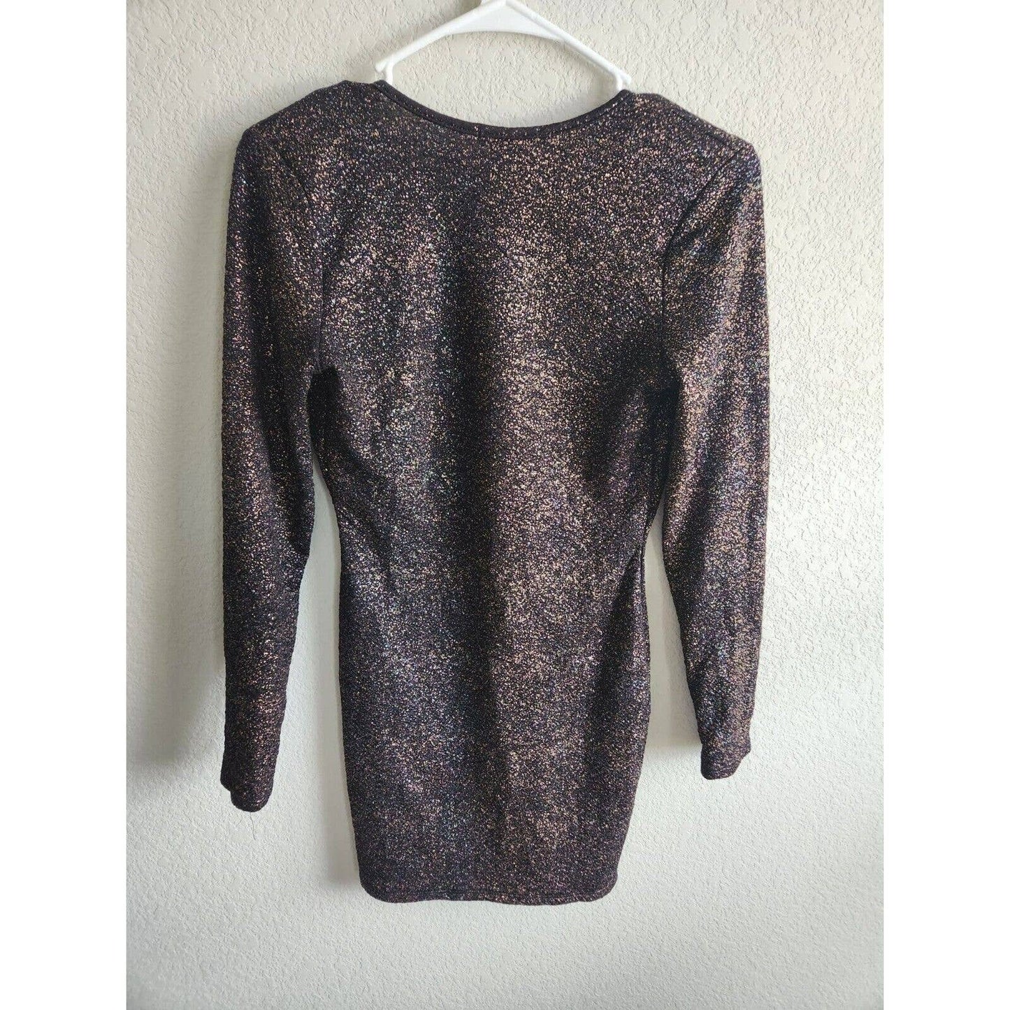 Charlotte Russe Sz M Mini Dress Long Sleeve Glitter Sparkly V Neck