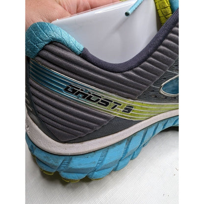 Brooks Womens Ghost 9 Running Shoes Grey/Blue/Green Size 10 US