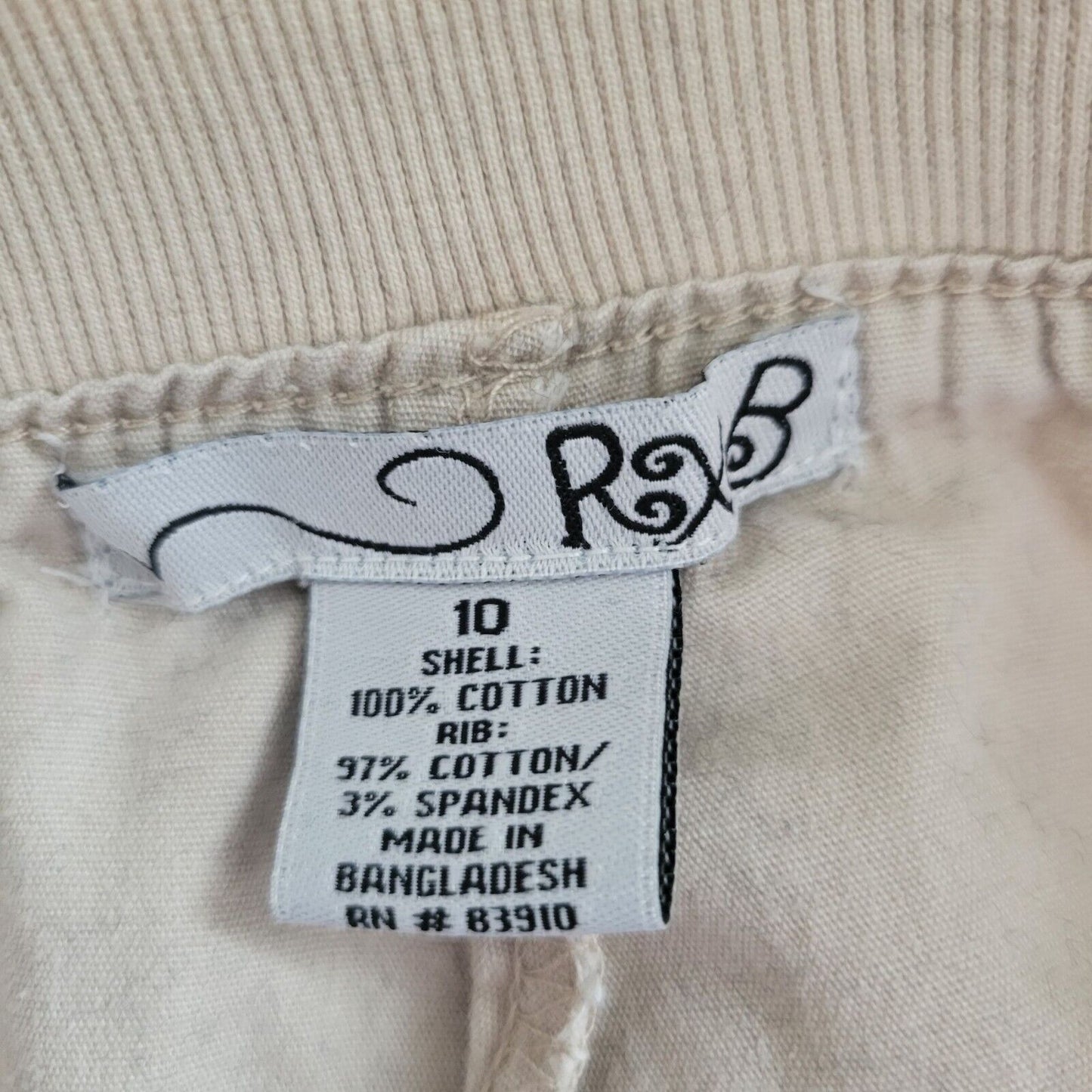 RXB Womens Sz 10 100% Cotton beige Pull On Skirt Skort Tie Waist Above Knee