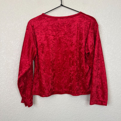 Vintage Chandio New York Womens Sz 1X Red Velvet Long Sleeve Shirt