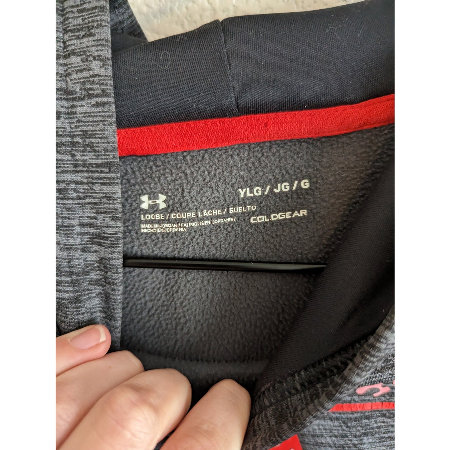 Under Armour Girls Sz L Loose Fit Pullover Athletic Hoodie Pink and Gray