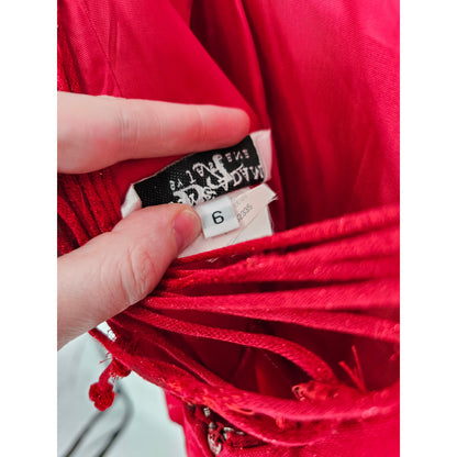 Vintage Betsy & Adam Womens Glitter Maxi Dress Size 6 Red 90S Y2K