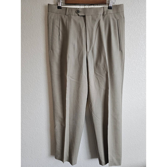 Vintage Louis Raphael Mens Sz 34x30 100% Wool Dress Pants Taupe Beige