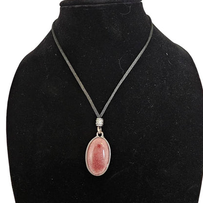 Vintage Y2K Rope Style Pendant Necklace Pink Stone Pendant