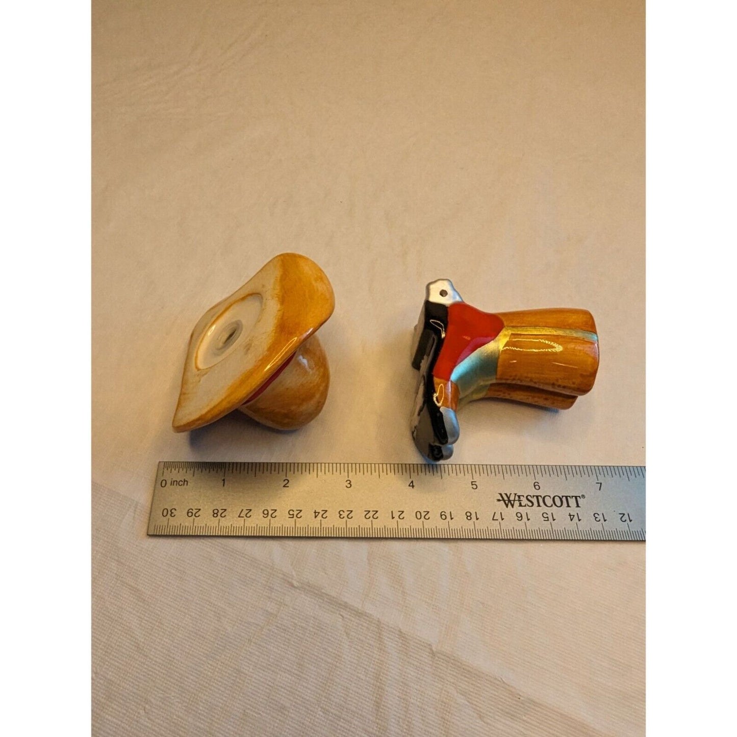 Vintage Salt and Pepper Shaker Set 1950s Hand painted Cowboy Boot and Hat