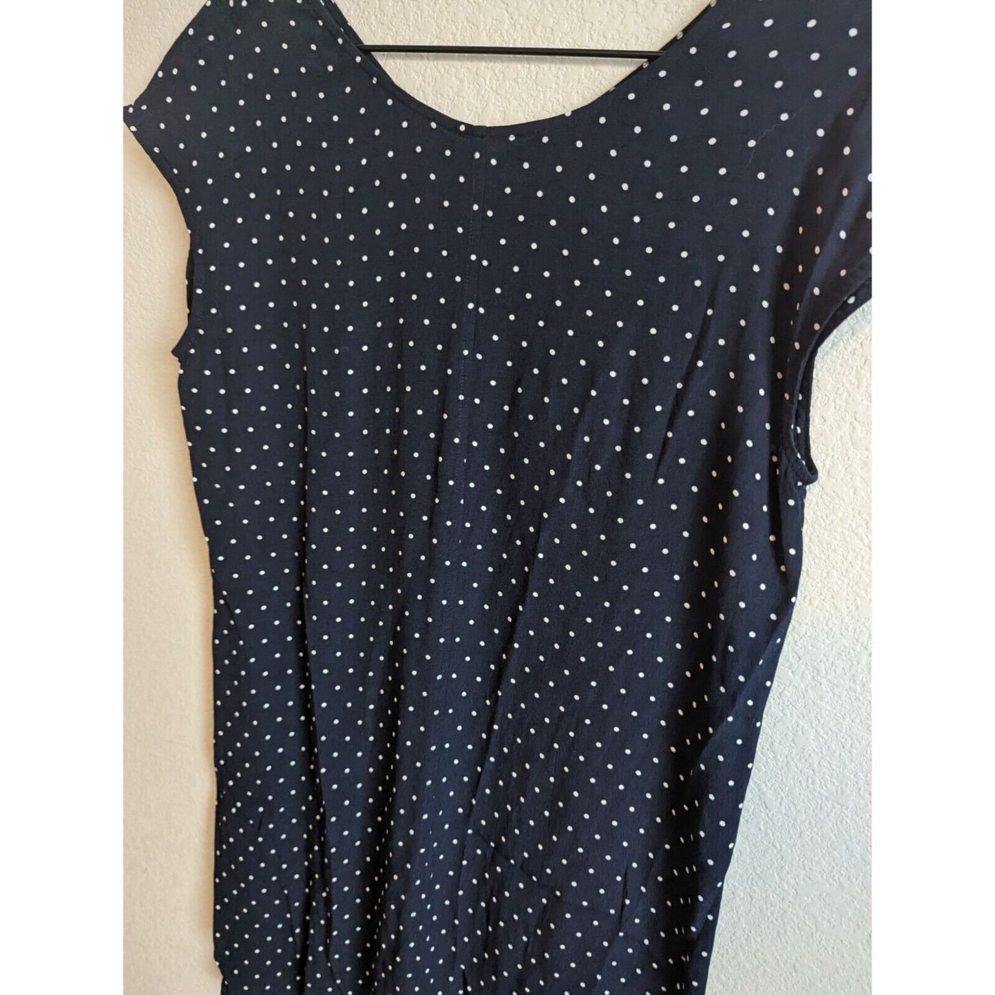 Madewell Womens Sz S Layout Navy Polka Dot Tunic Dress Navy Blue