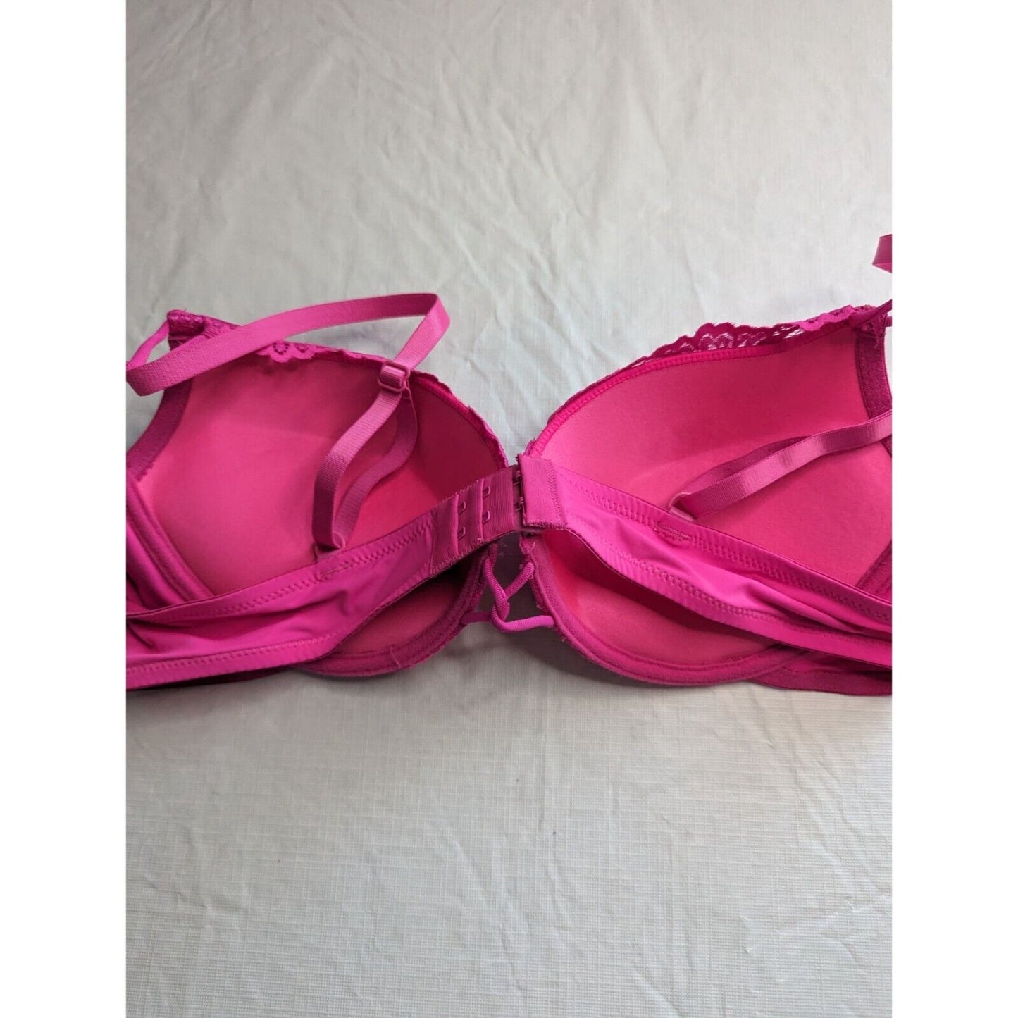 Vintage Y2K XOXO Womens Sz 38C Padded Push Up Bra Bright Pink Lace