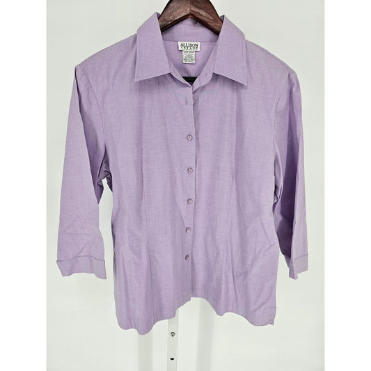 Allison Taylor Womens Sz L Long Sleeve Button Up Shirt Light Lavender Purple