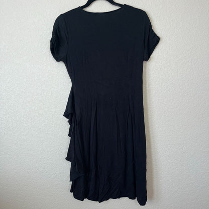 New York & Company Womens Sz S Black Faux Wrap Career Dress Short Sleeve