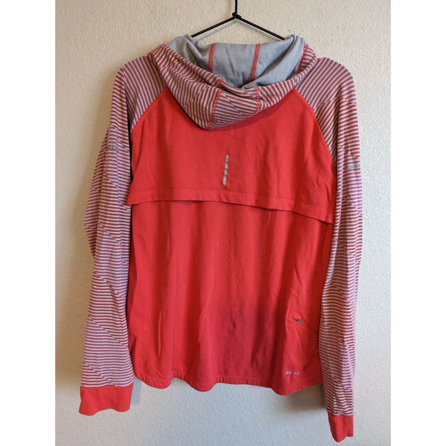 Nike Dri Fit Womens Sz XL Coral Hoodie Lightweight Running Vented