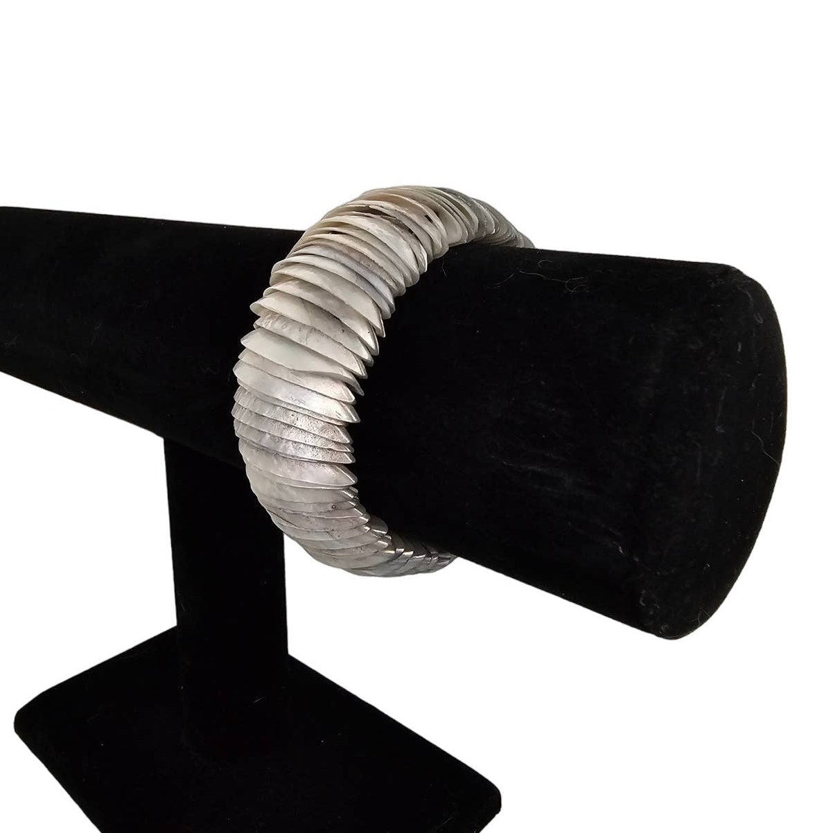 Vintage 1980s Statement Piece Chunky Vracelet Silver stacked Shells