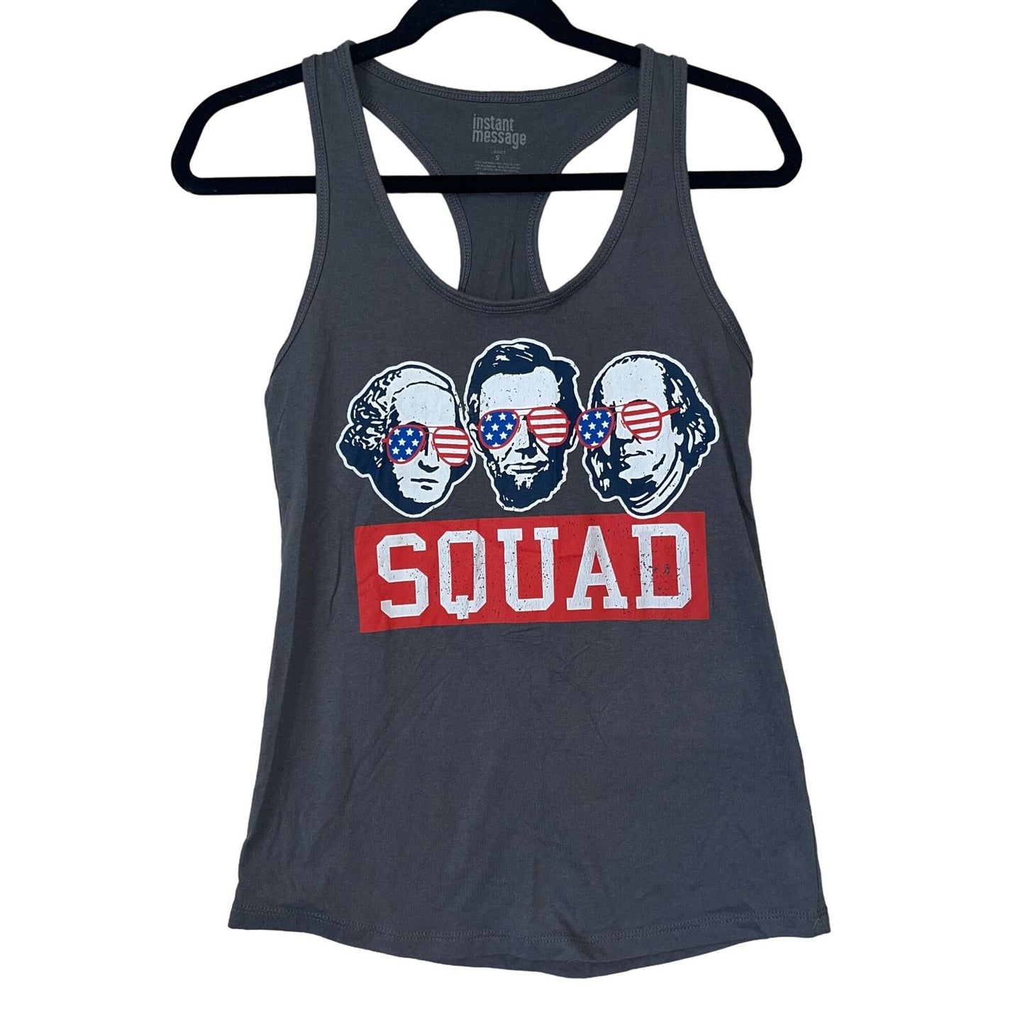 Instant Message Womens Sz S Racerback Tank Top Squad Goals Presidents