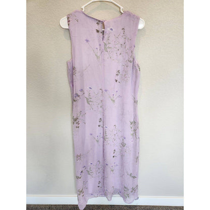 Vintage 1990s En Focus Studio Womens Sz 12 Maxi Dress Light Purple Floral