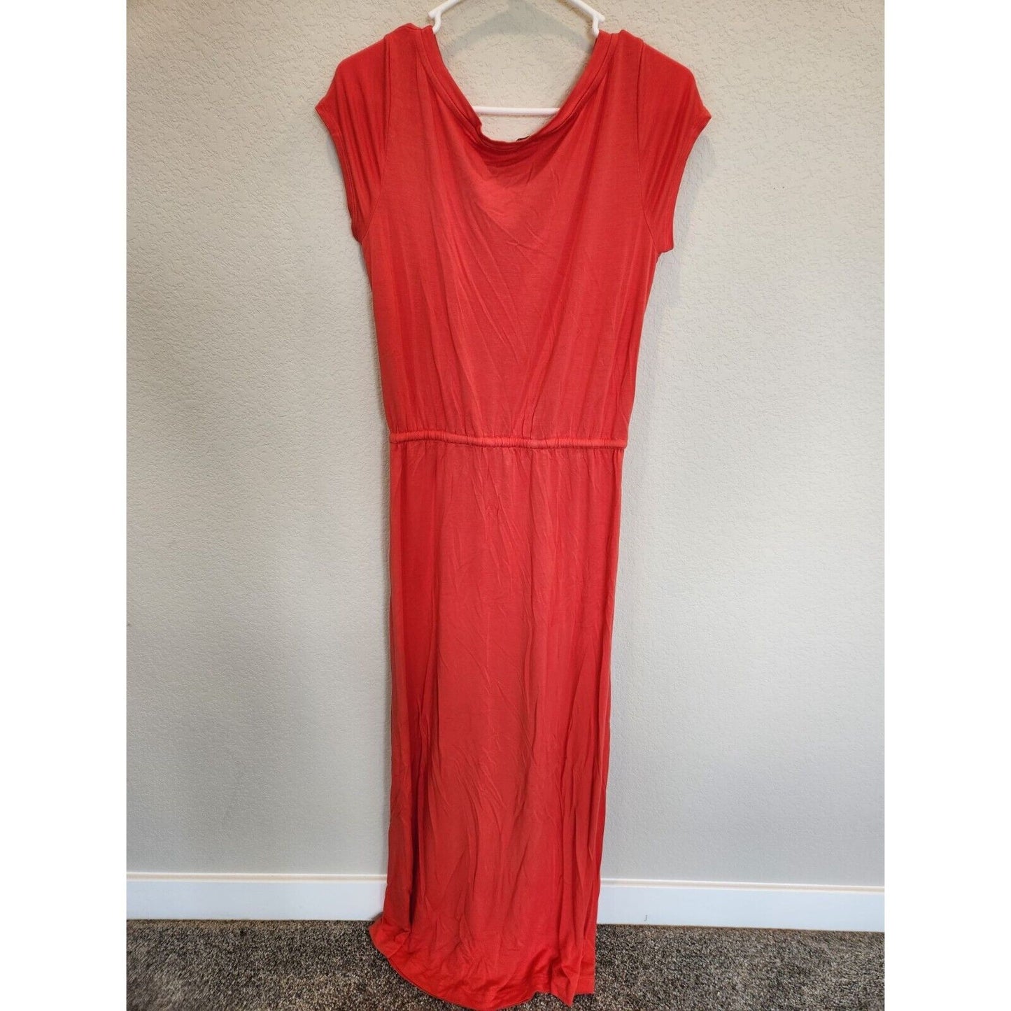 GAP Womens Sz M Maxi Dress Scoop Neck Red Orange Solid