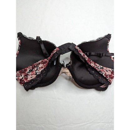 Marilyn Monroe Mujer Sz 36D Sujetador Push Up Acolchado Darkk Rojo Floral