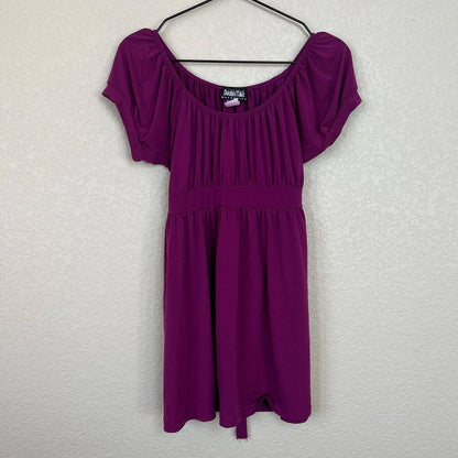 Double Take Maternity Womens Sz M Short Sleeve Shirt Purple Blouse