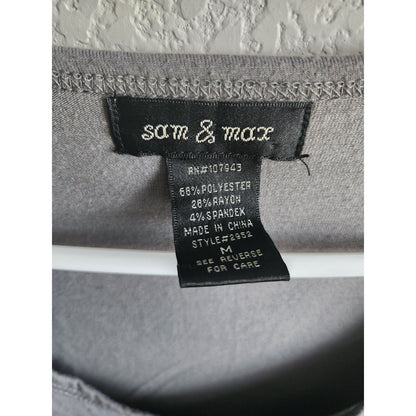 Sam & Max womens Sz M Mini Dress Gray w. Silver Trim Sleeveless