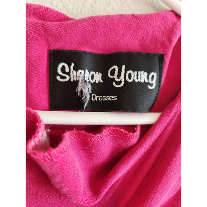 Vintage 1970s Sharon Young Dresses Womens Sz S Midi Dress Bright Pink