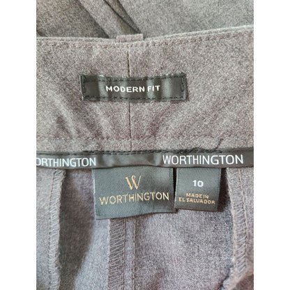 Worthington Womens Sz 10 Classic Modern Fit Dress Pants Straight Leg Gray