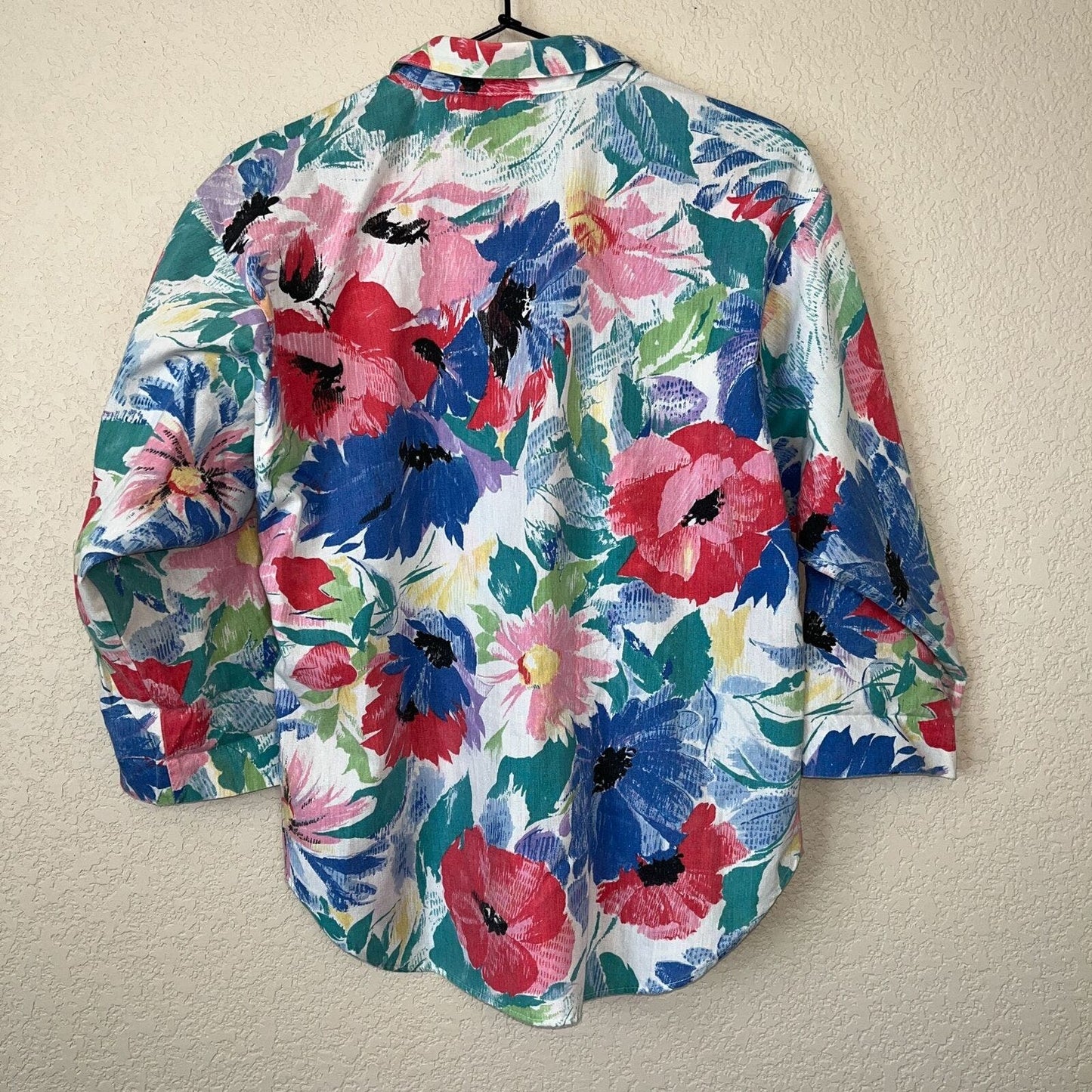 Vintage 1970s Fashion Bar Womens Sz 8 Bright Floral Button Down Shirt