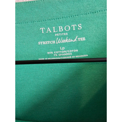 Talbots Womens Sz LP Petite Stretch Weekend Tee T Shirt Solid Green