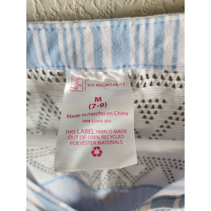 No Boundaries Juniors Sz M Knee Length Summer Dress Light Blue White Striped