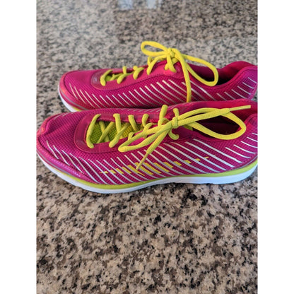 Avia Womens Sz 11 Neon Pink and Yellow Lace Up Tennis Shoes Running