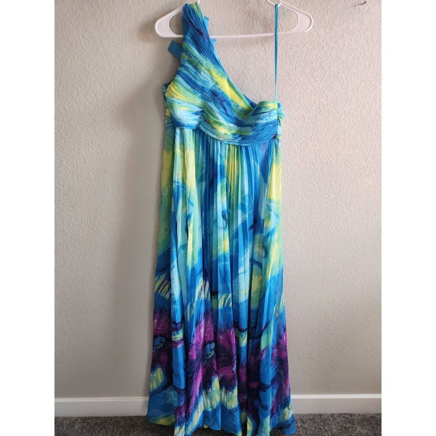 Cinderella Womens Sz 10 Formal Maxi One Shoulder Dress Bright Blue