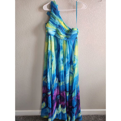 Cinderella Womens Sz 10 Formal Maxi One Shoulder Dress Bright Blue