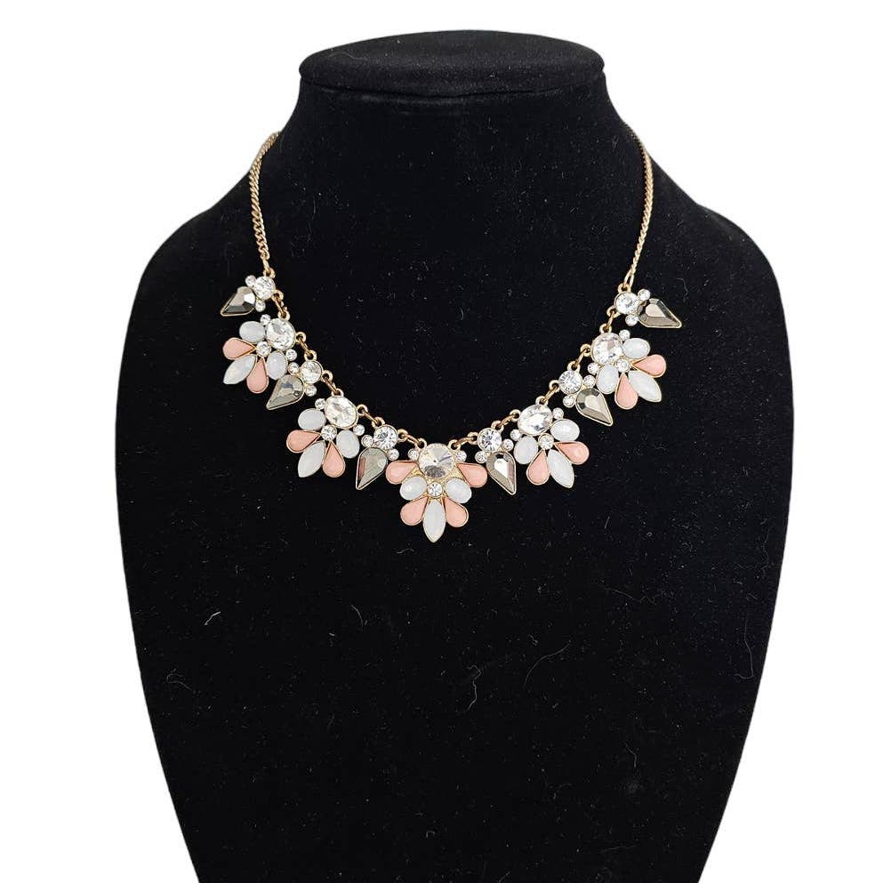 Vintage Y2K Formal Rhinestone Necklace Pink White Formal