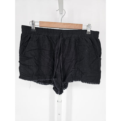 Bebop Juniors Sz XL Pull On Shorts Black W/ Fringe Boho