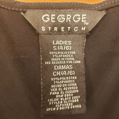 Vintage George Womens Sz S Solid Black Midi Dress Sleeveless Ruched