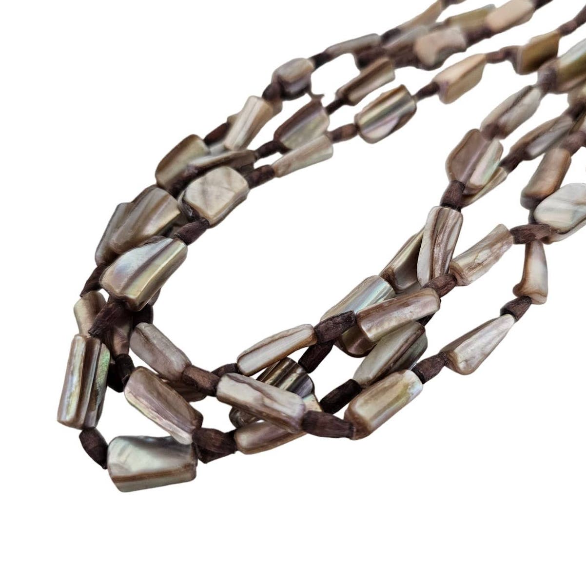 Vintage Multi Strand Mid Century Mother of Pearl and Stone Necklace Formal