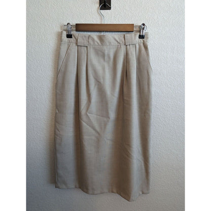 Vintage Laura Gayle Womens Sz 10 Taupe Midi Pencil Skirt 1970s