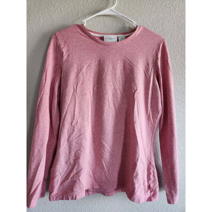 Liz Claiborne Womens Sz S Long Sleeve Cotton T Shirt Light Pink Crewneck