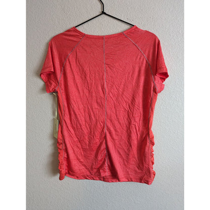 Tangerine Sportswear Womens Sz M Short Sleeve V Neck Athletic T Shirt Coral NEW